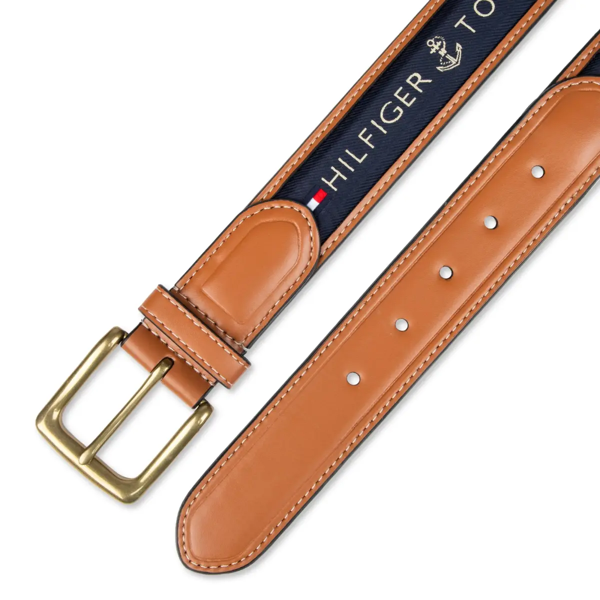 Tommy Hilfiger Men's Ribbon Inlay Casual Belt with Harness Buckle, Navy, 35.6 cm (1.4 inches) | Classic American Style - view 5