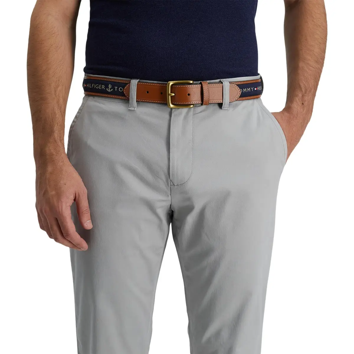 Tommy Hilfiger Men's Ribbon Inlay Casual Belt with Harness Buckle, Navy, 35.6 cm (1.4 inches) | Classic American Style - view 6