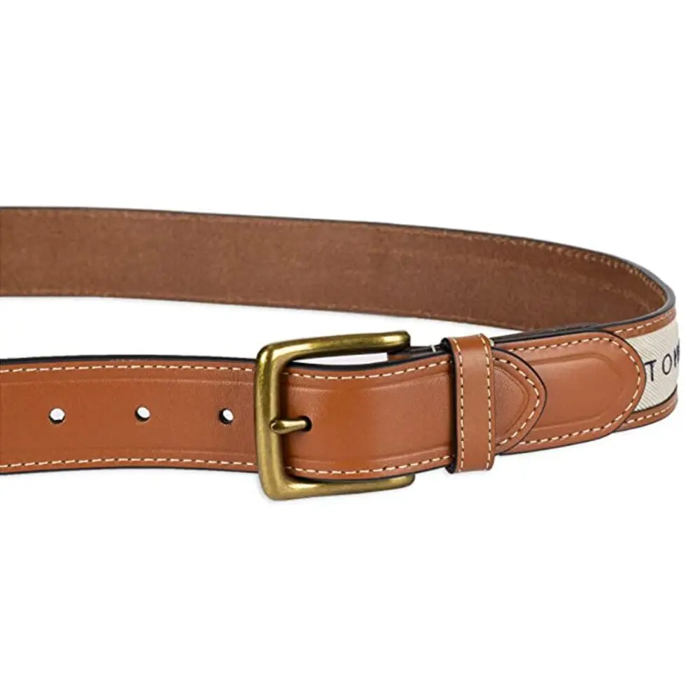 Tommy Hilfiger Men's Fabric Ribbon Inlay Casual Leather Belt | Classic & Stylish Fit (70-120 chars) - view 2
