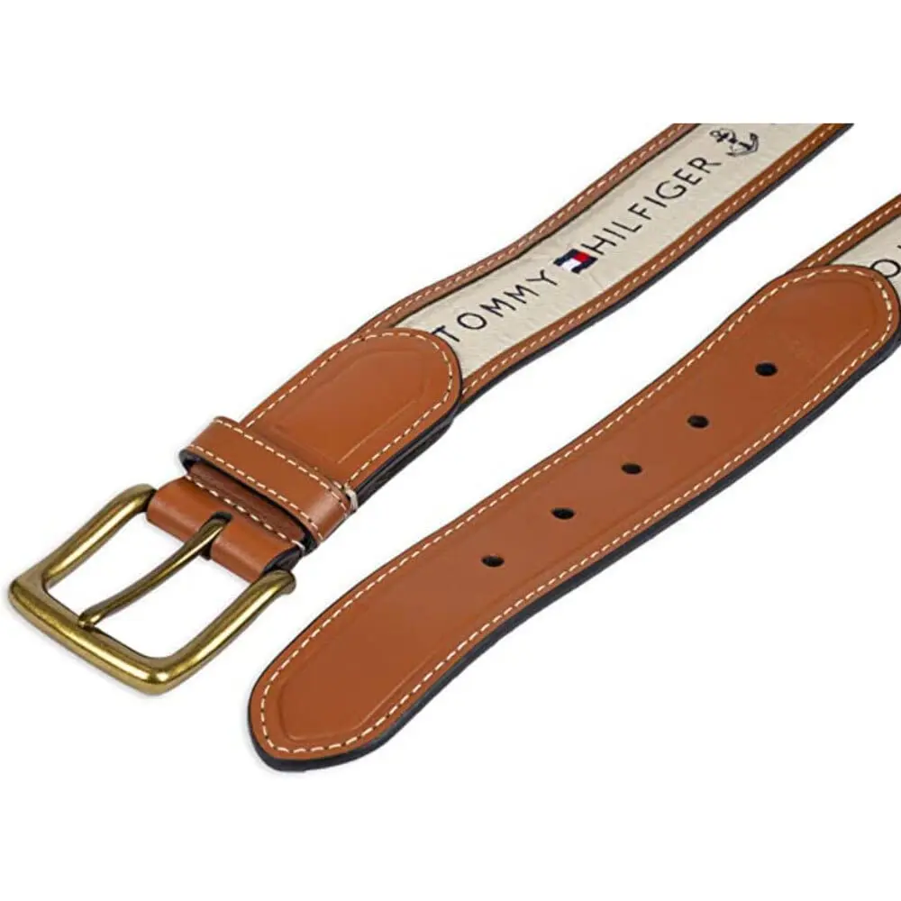 Tommy Hilfiger Men's Fabric Ribbon Inlay Casual Leather Belt | Classic & Stylish Fit (70-120 chars) - view 3