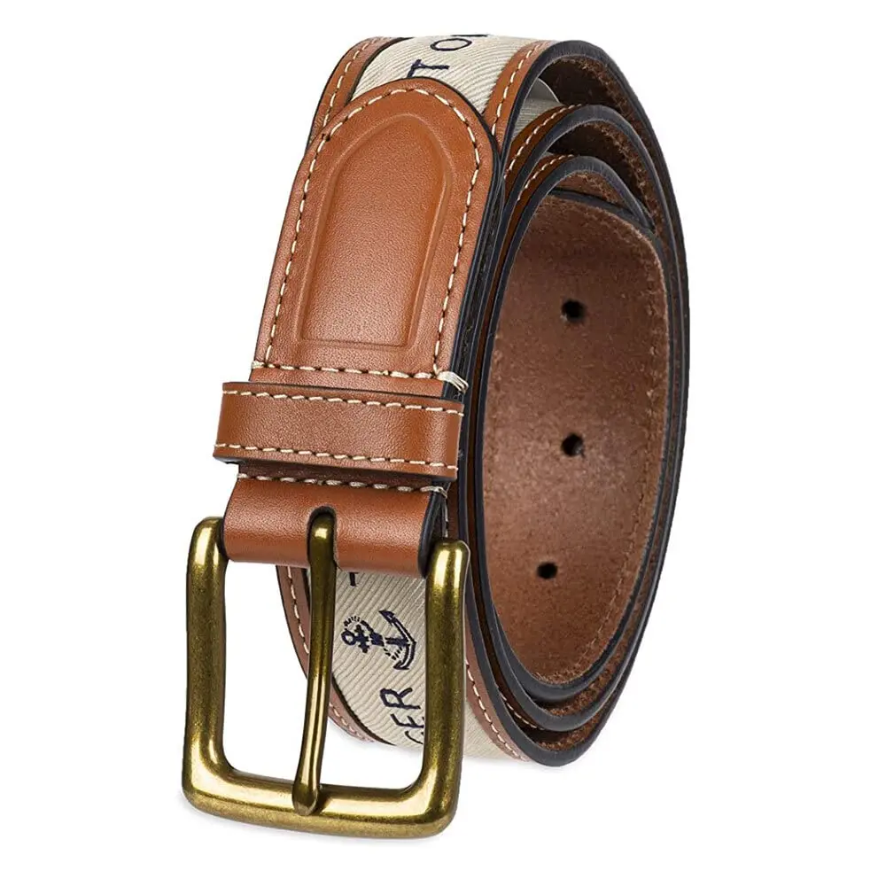 Tommy Hilfiger Men's Fabric Ribbon Inlay Casual Leather Belt | Classic & Stylish Fit (70-120 chars) - view 4