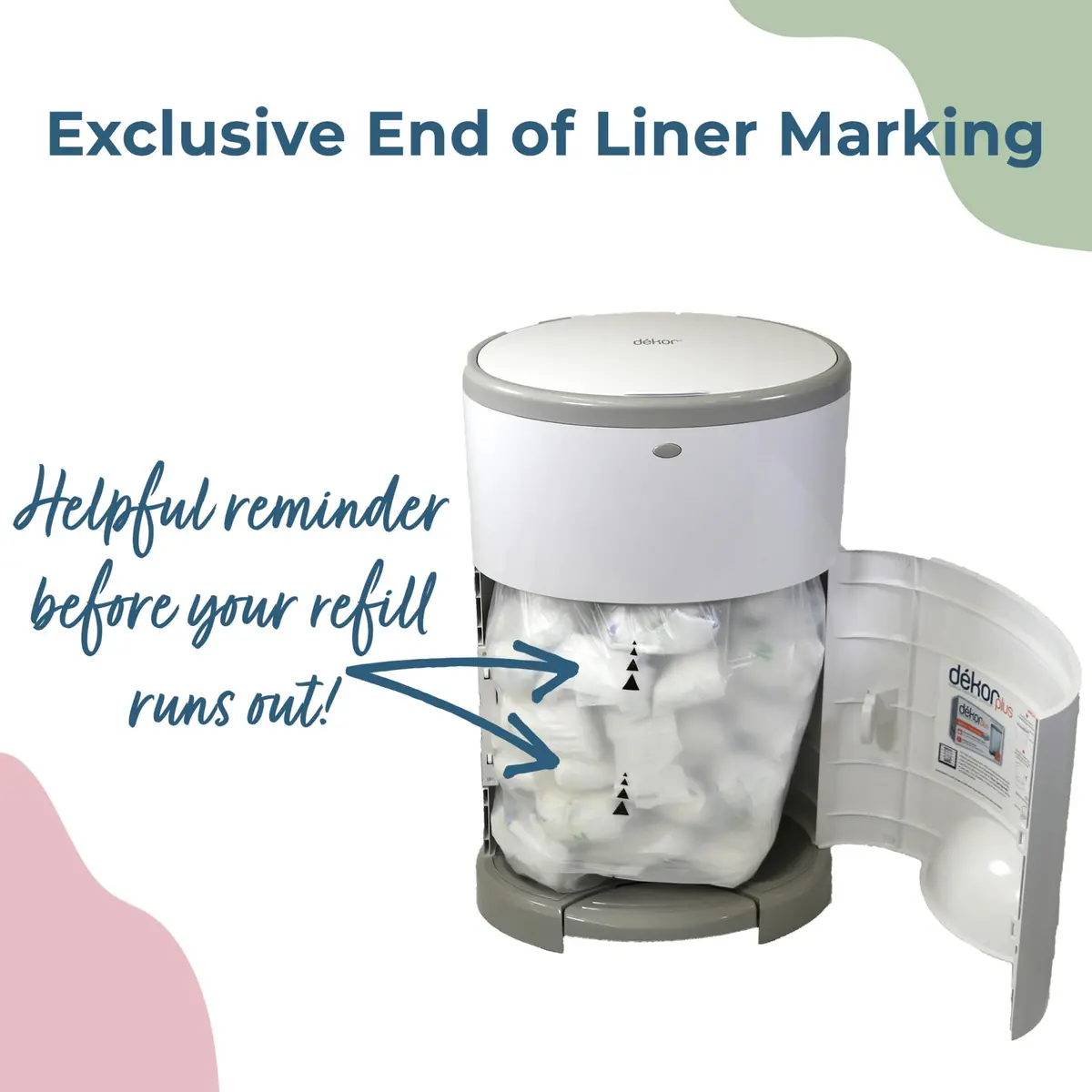 Diaper Dekor Plus Diaper Pail Refills | 2 Count | Most Economical Refill System | Quick & Easy to Replace | No Preset Bag Size Use Only What You Need - view 5