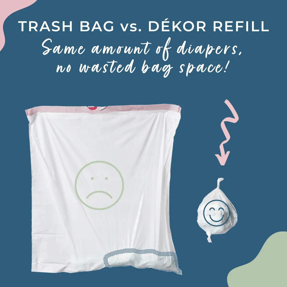 Diaper Dekor Plus Diaper Pail Refills | 2 Count | Most Economical Refill System | Quick & Easy to Replace | No Preset Bag Size Use Only What You Need - view 6