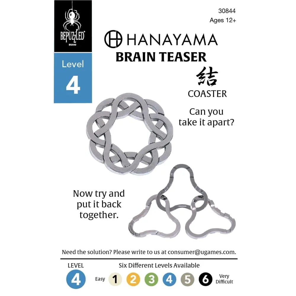 Bepuzzled Coaster Hanayama Metal Brainteaser Puzzle Level 4 | Mensa Rated, Ages 12+ - view 2