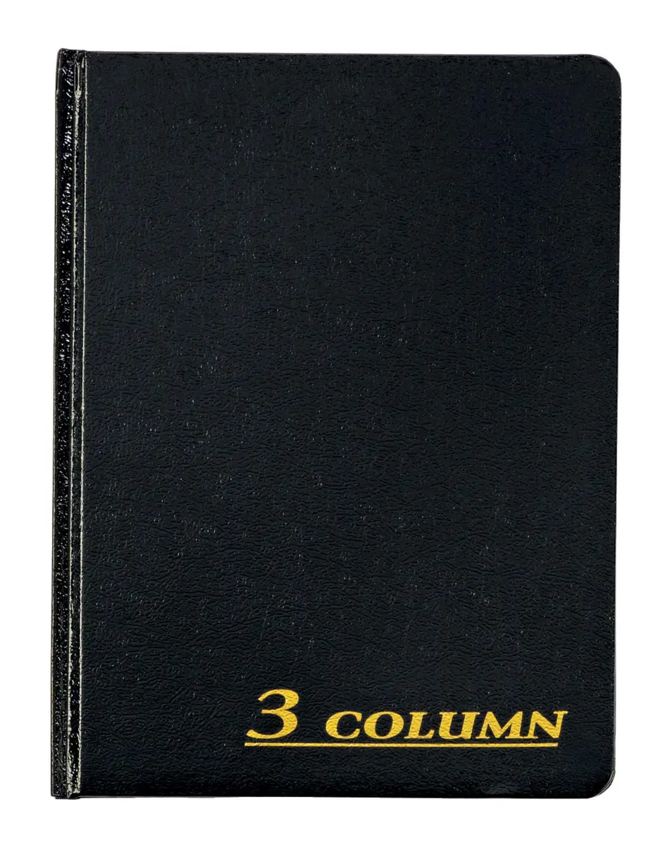 Adams Account Book 7 x 9.25 Inches Black 3-Column 80 Pages | Hardbound Ledger for Business Records - main product image