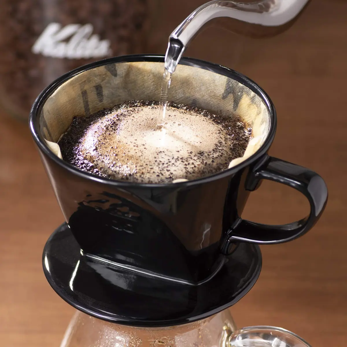 Kalita Ceramic Coffee Dripper Black for 2-4 Cups (#02005) | Balanced Extraction Pour Over Coffee Maker - view 4