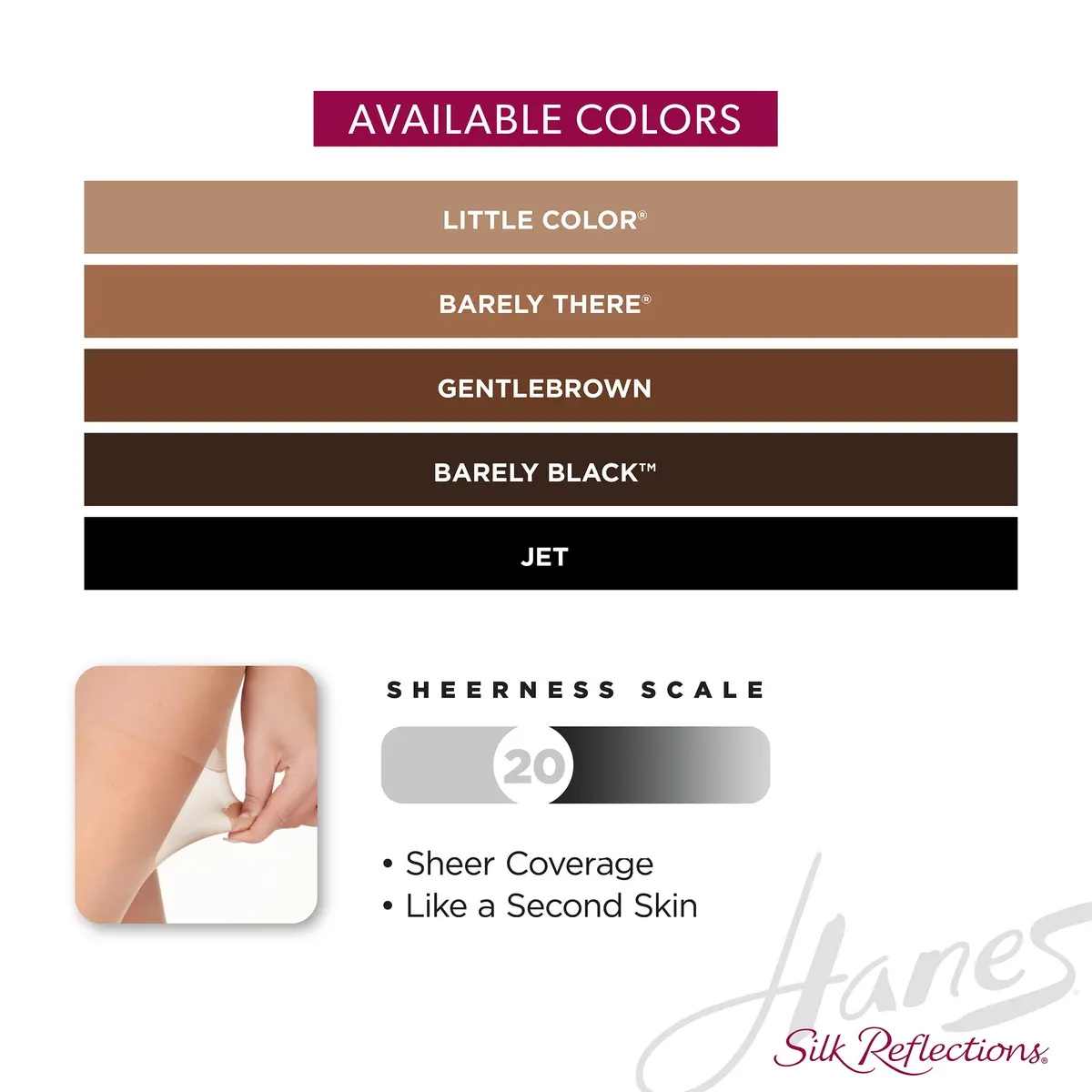 Hanes Silk Reflections Control Top Sheer Toe Pantyhose Size EF | Sheer, High Waisted, Control Top (115 characters) - view 6