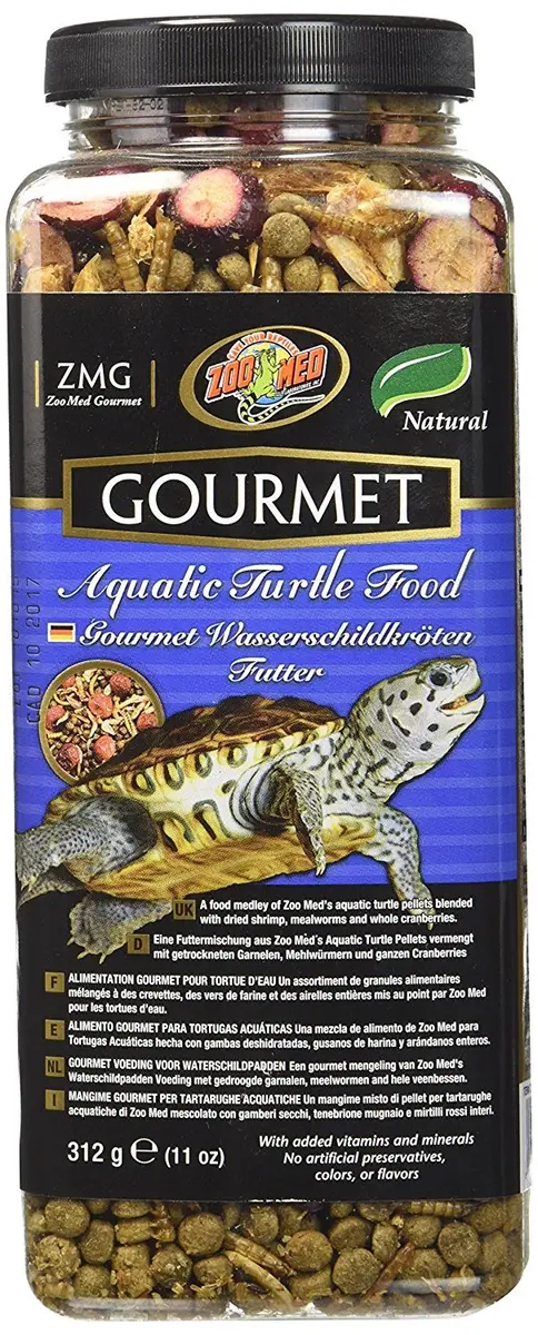 Zoo Med Gourmet Aquatic Turtle Food 11 oz (312 g) | High Protein Treat with Shrimp, Mealworms & Cranberries - main product image