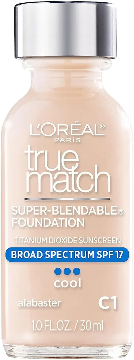 L'Oreal Paris True Match Super-Blendable Liquid Foundation C1 Alabaster 1 Fl Oz | Natural Finish, SPF 17, For All Skin Types - main product image