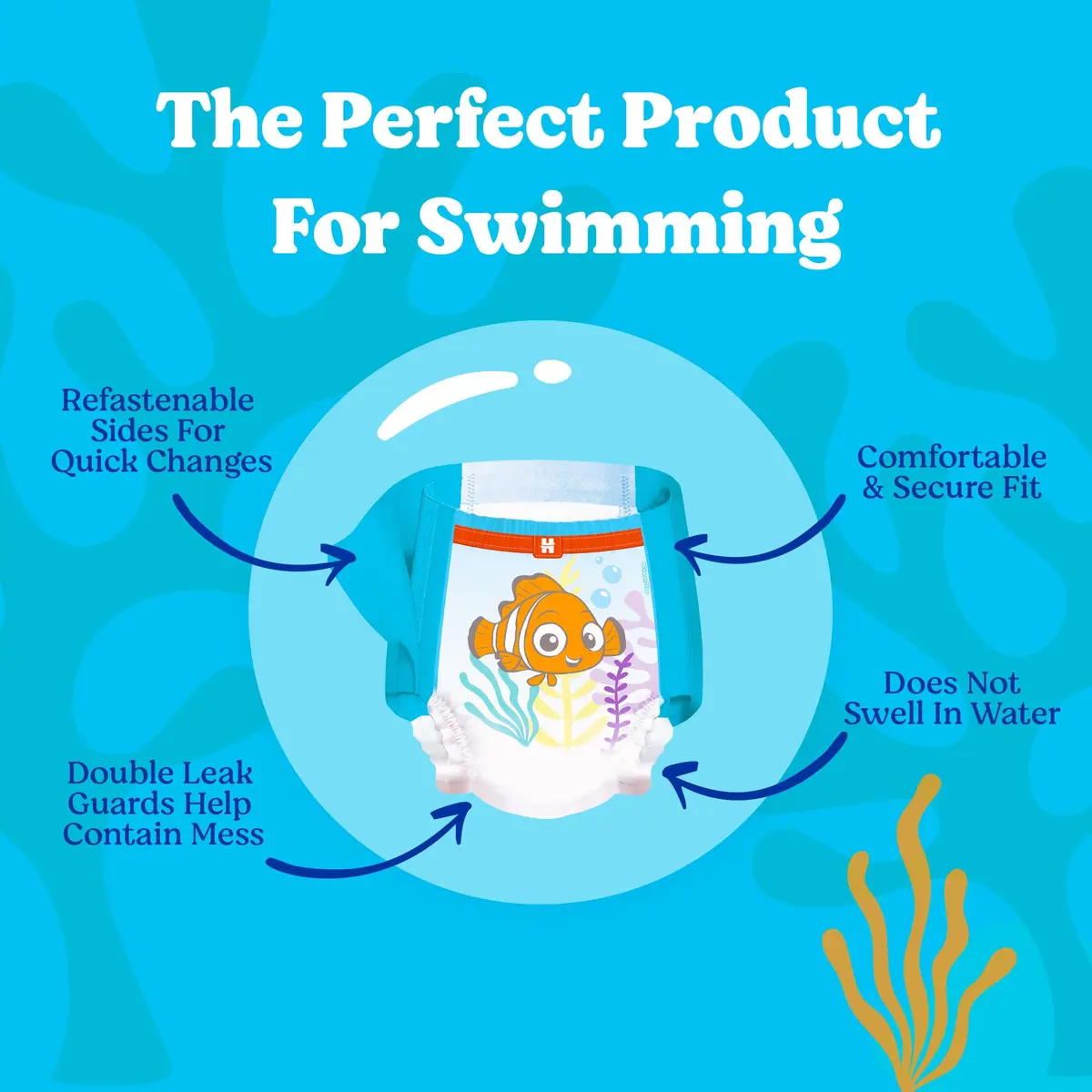 Huggies Little Swimmers Swim Diapers Size 5-6 | Hypoallergenic, No Swell in Water (70-120 chars) - view 3