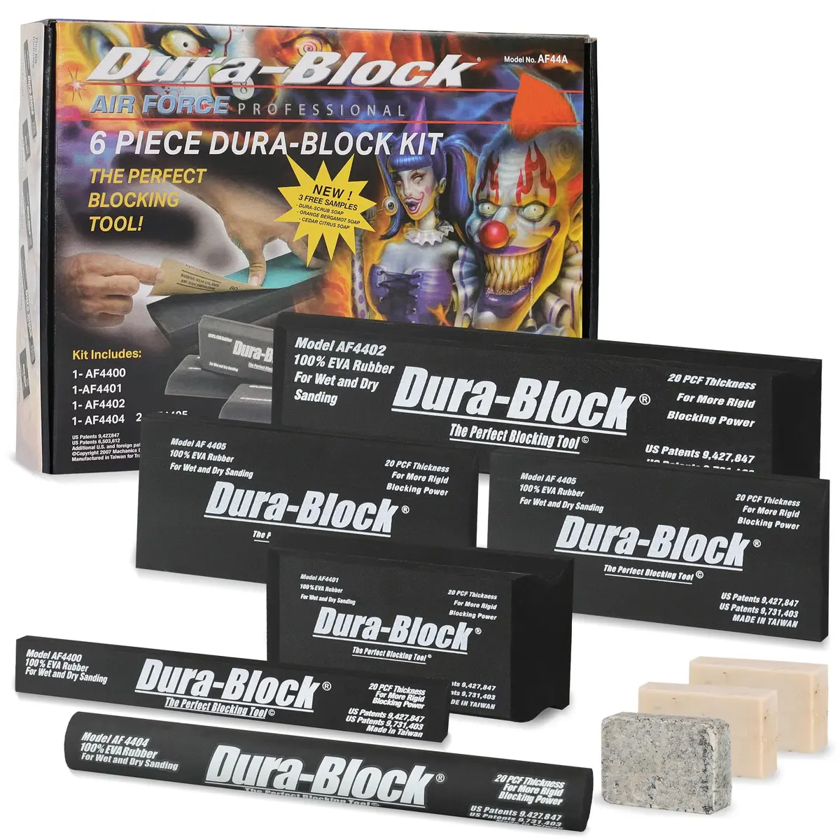 Dura-Block Set 6pc - Flexible EVA Foam Wet or Dry Autobody Sanding Blocks Kit for Automotive Bodywork - main product image