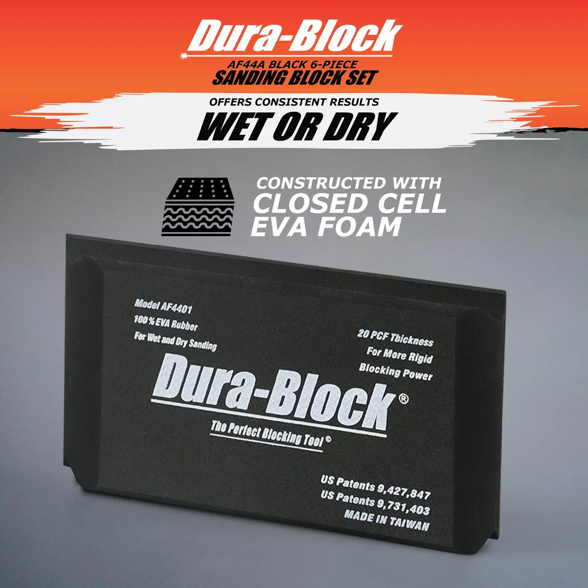Dura-Block Set 6pc - Flexible EVA Foam Wet or Dry Autobody Sanding Blocks Kit for Automotive Bodywork - view 3