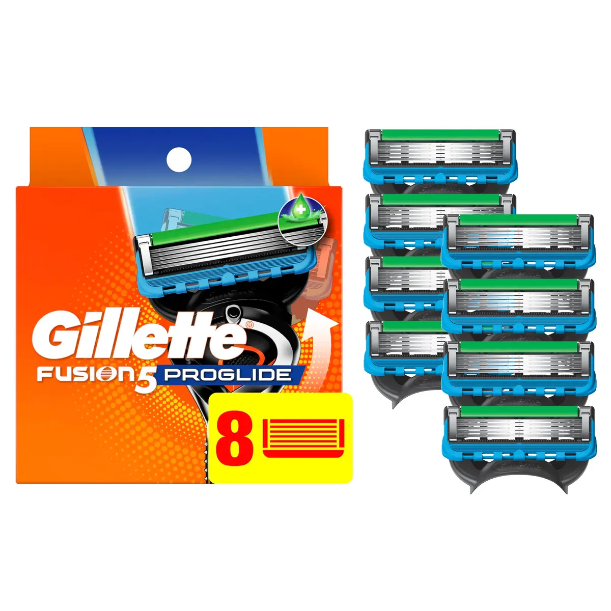Gillette ProGlide Razor Refills for Men, 8 Razor Blade Refills | Ultra-Sharp Blades with Microfins & Trimmer (70-120 chars) - main product image
