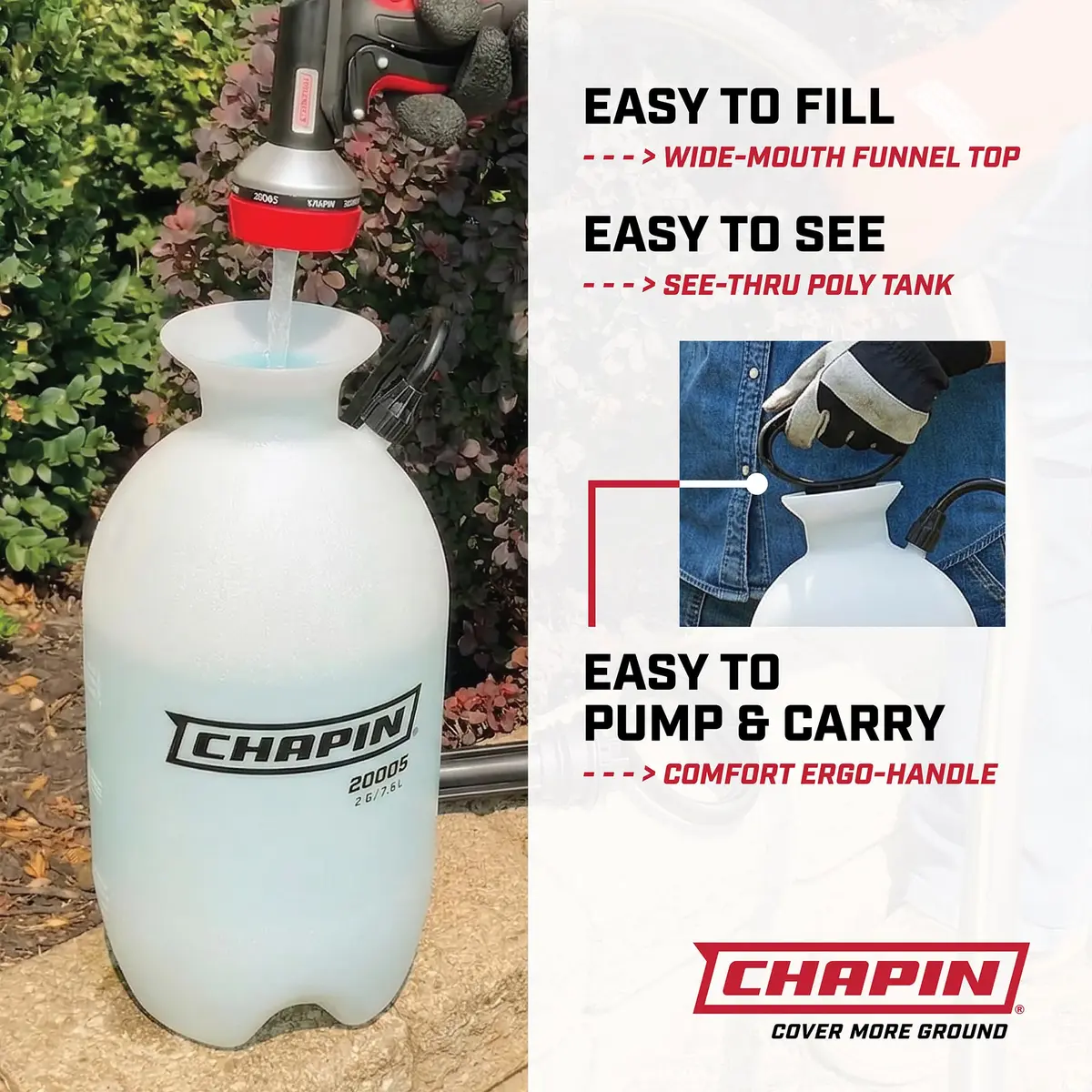 Chapin SureSpray 2-Gallon Pump Sprayer | 7.57 L (2 Gallon) Lawn & Garden Weed Sprayer with 34-inch Hose - view 3