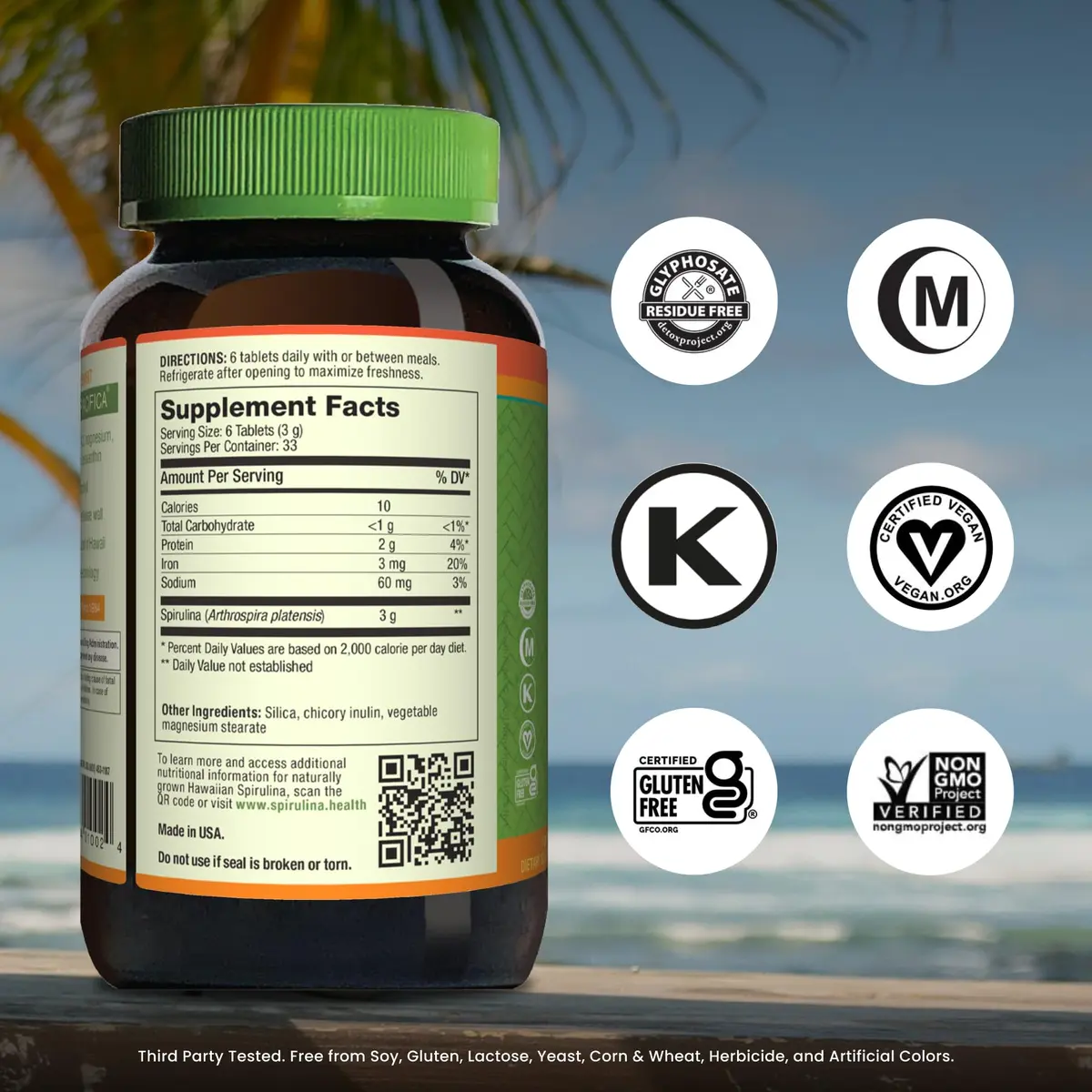 Nutrex Hawaii Pure Hawaiian Spirulina Tablets, Vegan, 500 mg, 200 Count | Supports Cellular Health & Immunity - view 2