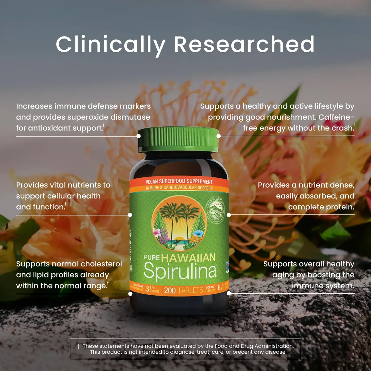 Nutrex Hawaii Pure Hawaiian Spirulina Tablets, Vegan, 500 mg, 200 Count | Supports Cellular Health & Immunity - view 4