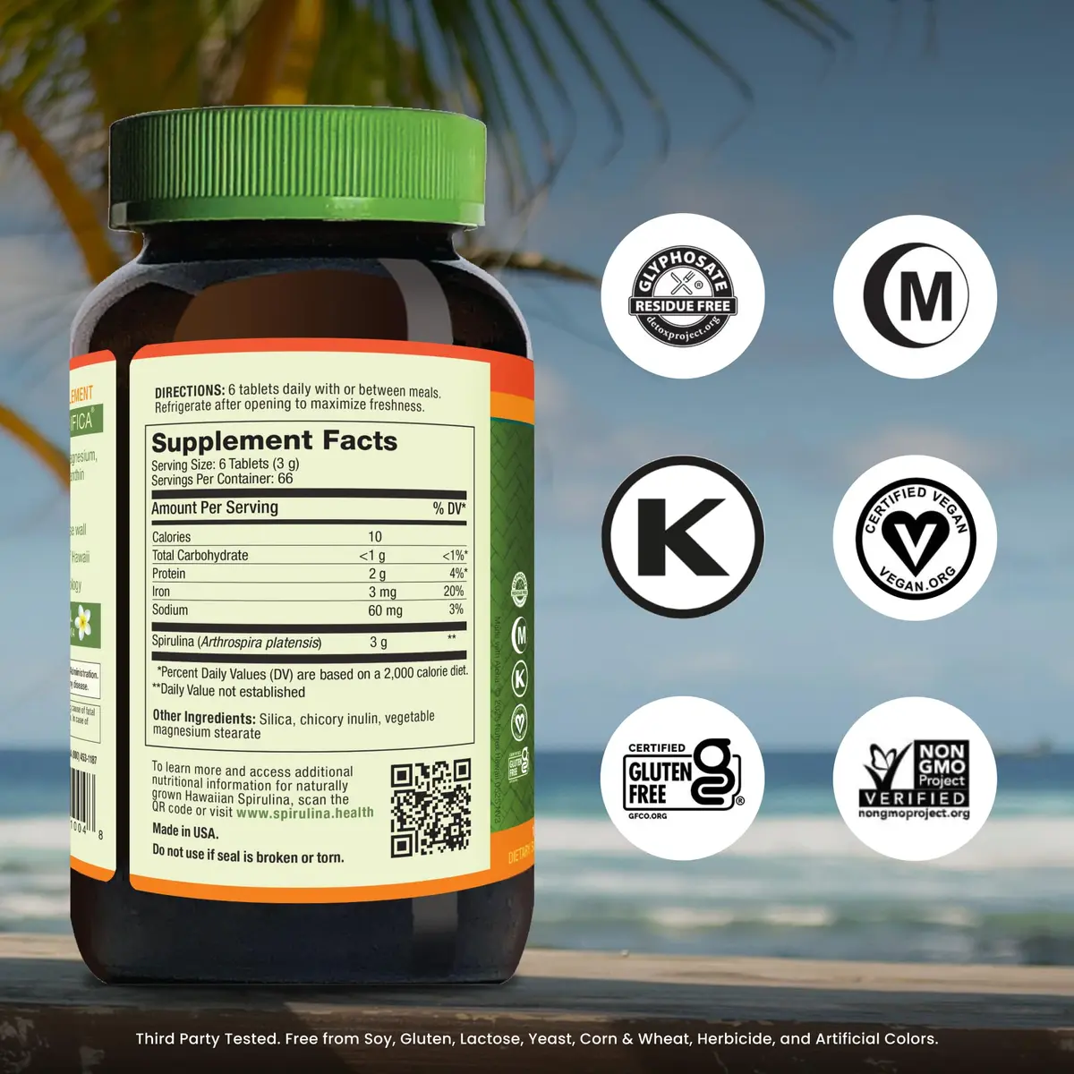 Nutrex Hawaii Pure Hawaiian Spirulina Tablets, Vegan, 500 mg, 400 Count | Supports Eye & Immune Health - view 2