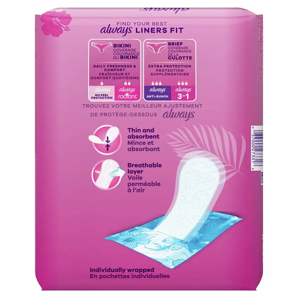 Always Thin No Feel Protection Daily Liners Regular Absorbency Unscented, 324 Count (Pack of 2) | Dermatologically Tested & Skin Friendly - view 2