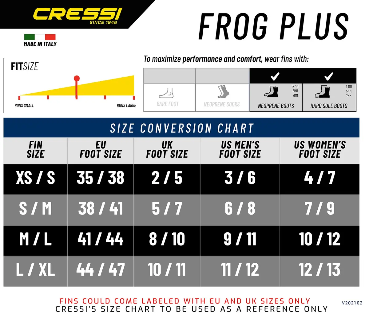 Cressi Frog Plus Blue/Silver | 20% Larger Blade, Channeling Power, Fall Snorkeling Fins, Fits 3-7mm Boots - view 5