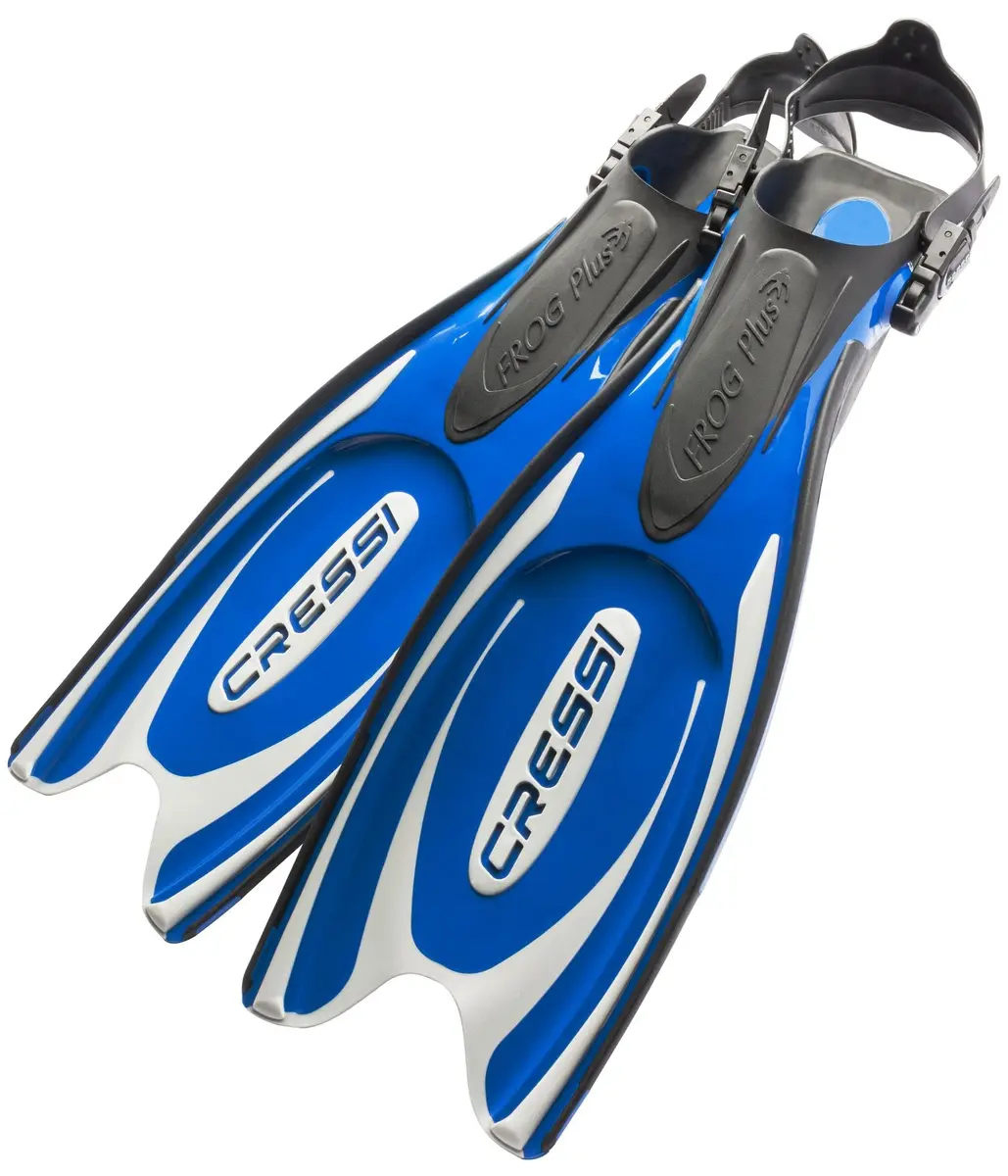 Cressi Frog Plus Blue/Silver | 20% Larger Blade, Channeling Power, Fall Snorkeling Fins, Fits 3-7mm Boots - view 6