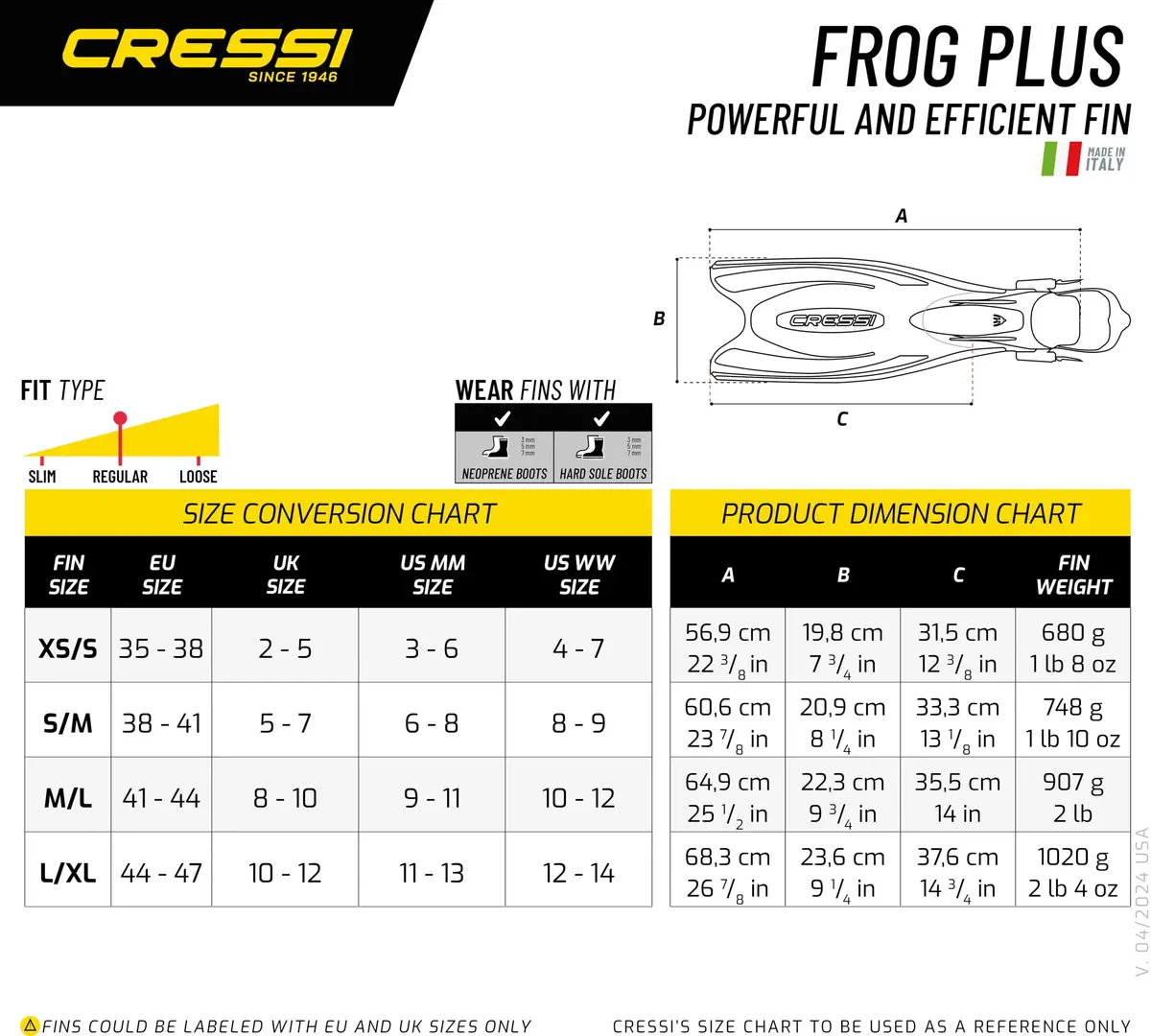 Cressi Frog Plus Open-Heel Scuba Fins | 20% Larger Blade, Channeling Power, Fall Water Sports - view 6