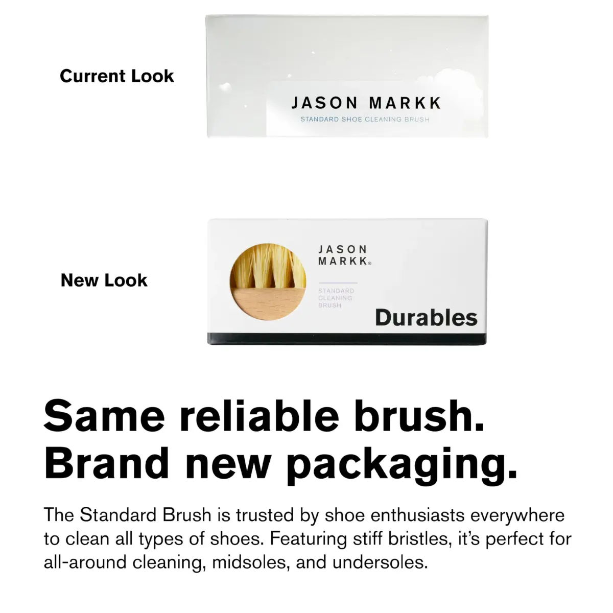 Jason Markk Standard Cleaning Brush - Handcrafted Beech Wood Handle - Synthetic Bristles - 4-inch Length | Tough on Stubborn Stains - view 2