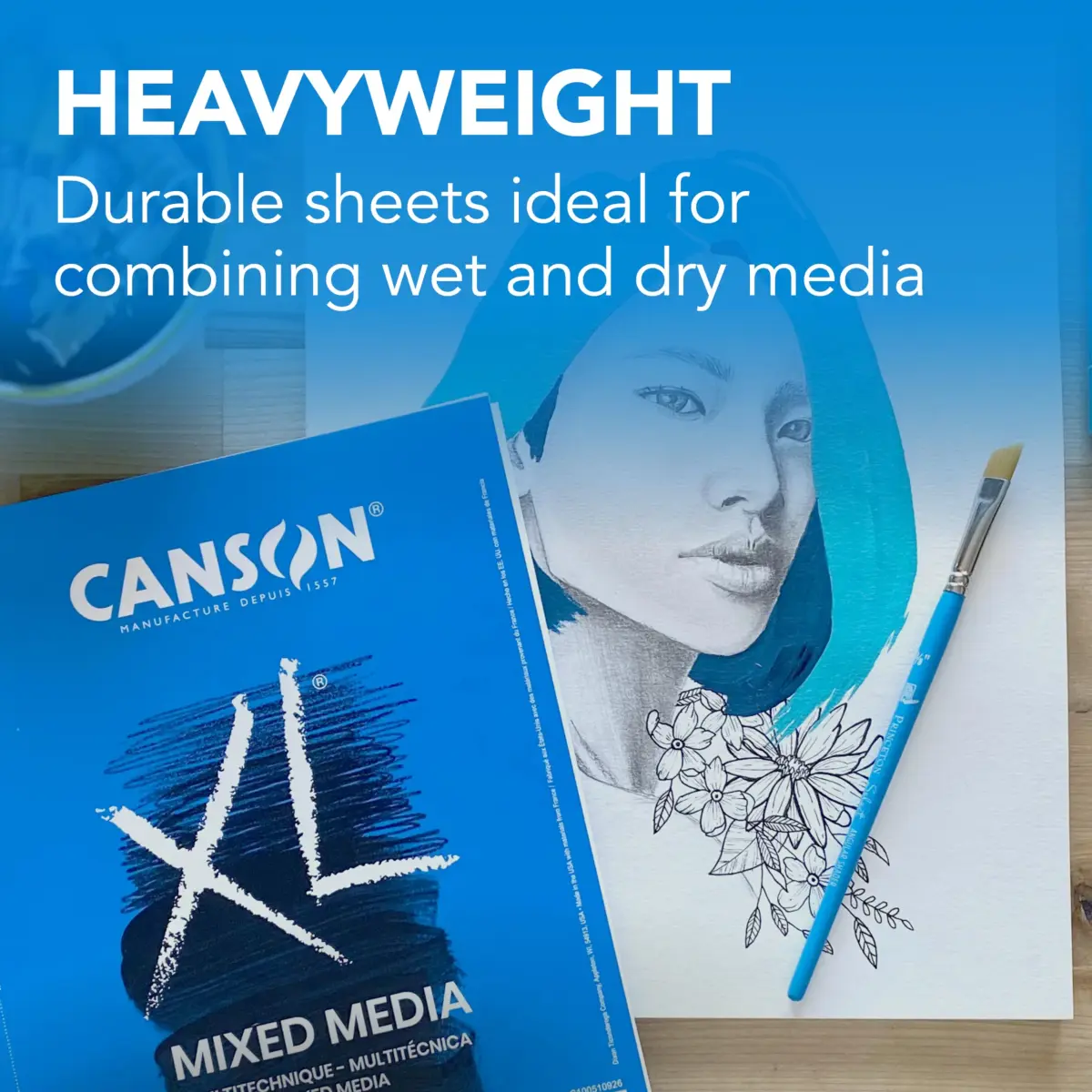 Canson XL Mix Media Pad 7x10 Inch | 60 Sheets, 160gsm Acid-Free Paper for Art Students - view 2