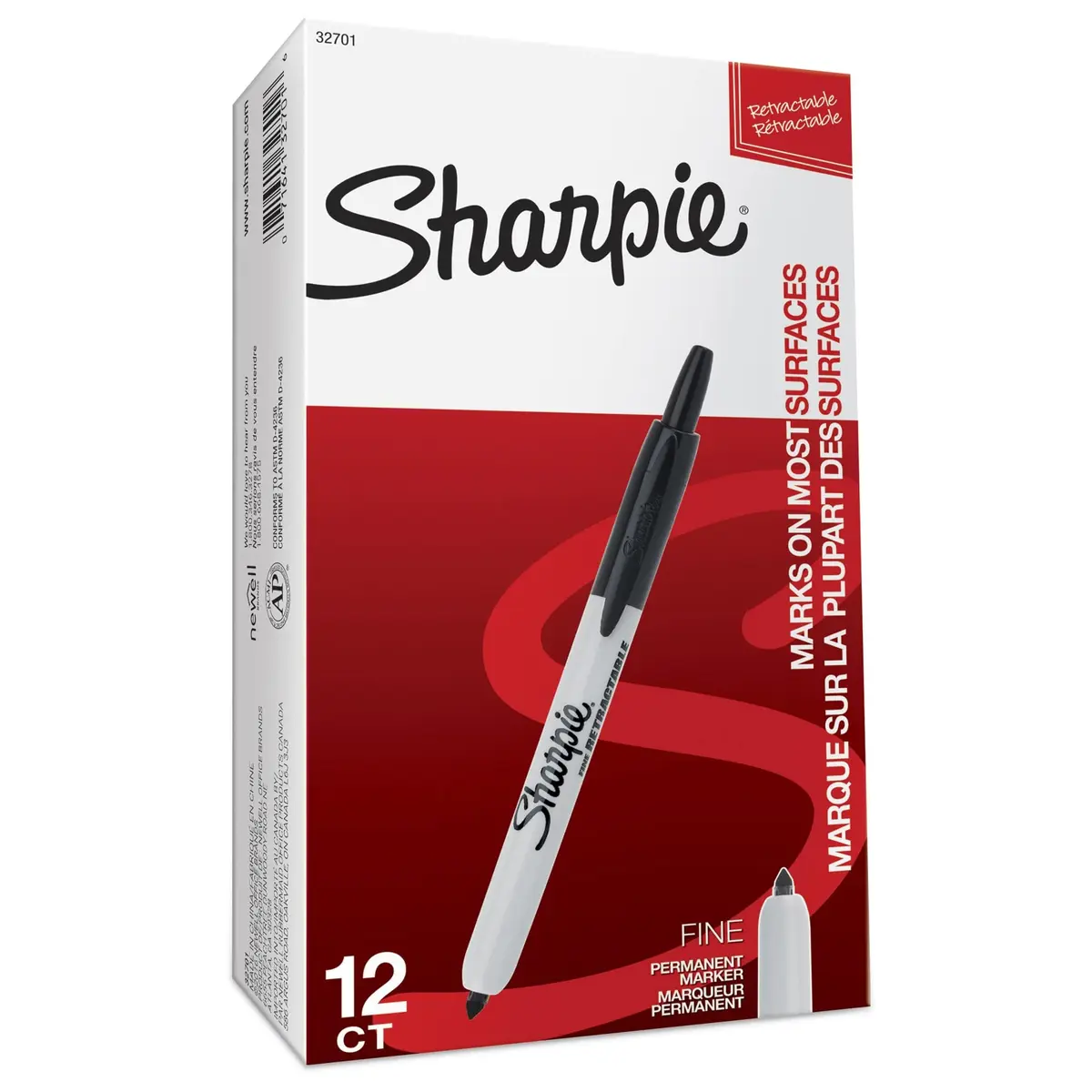 Sharpie Retractable Permanent Markers Fine Tip Black | Bold, Water-Resistant, Quick-Dry (70-120 chars) - view 3