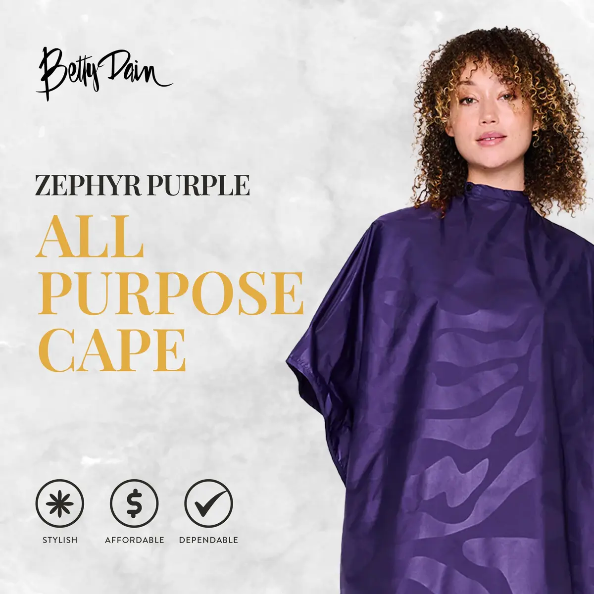 Betty Dain Zephyr Bleach-Proof All Purpose Styling Cape, 45" x 60", Purple - view 2