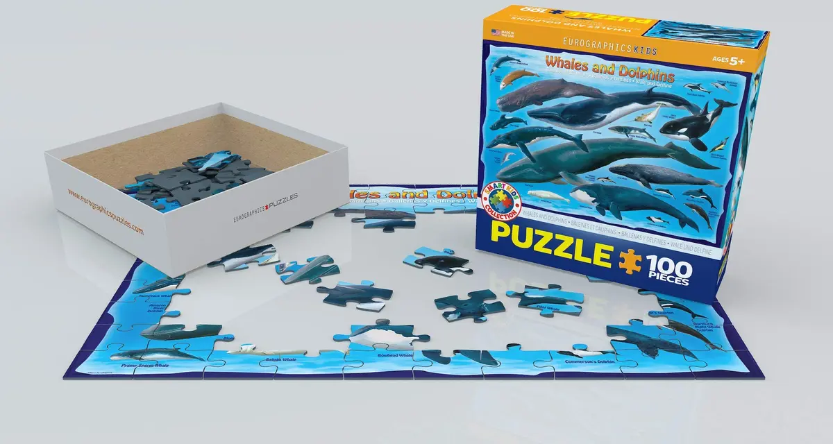 EuroGraphics Whales & Dolphins 100 Piece Jigsaw Puzzle 38.1 cm x 27.9 cm | Educational Toy Made in USA - view 3