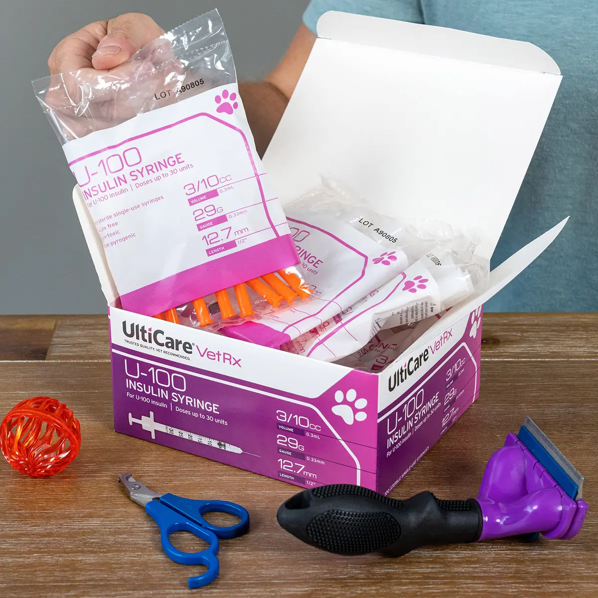 UltiCare VetRx U-100 Insulin Syringes for Pets, 3/10cc, 29G x 1/2" | Precise, Comfortable Pet Insulin Delivery - view 3