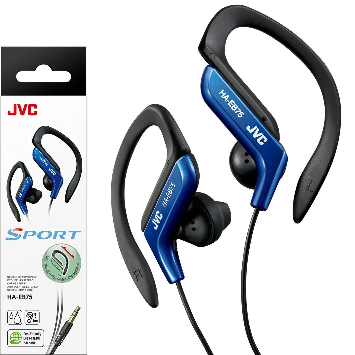 JVC Clip Style Headphone Blue Lightweight & Splash Proof Ear Clip 13.5mm Driver - main product image