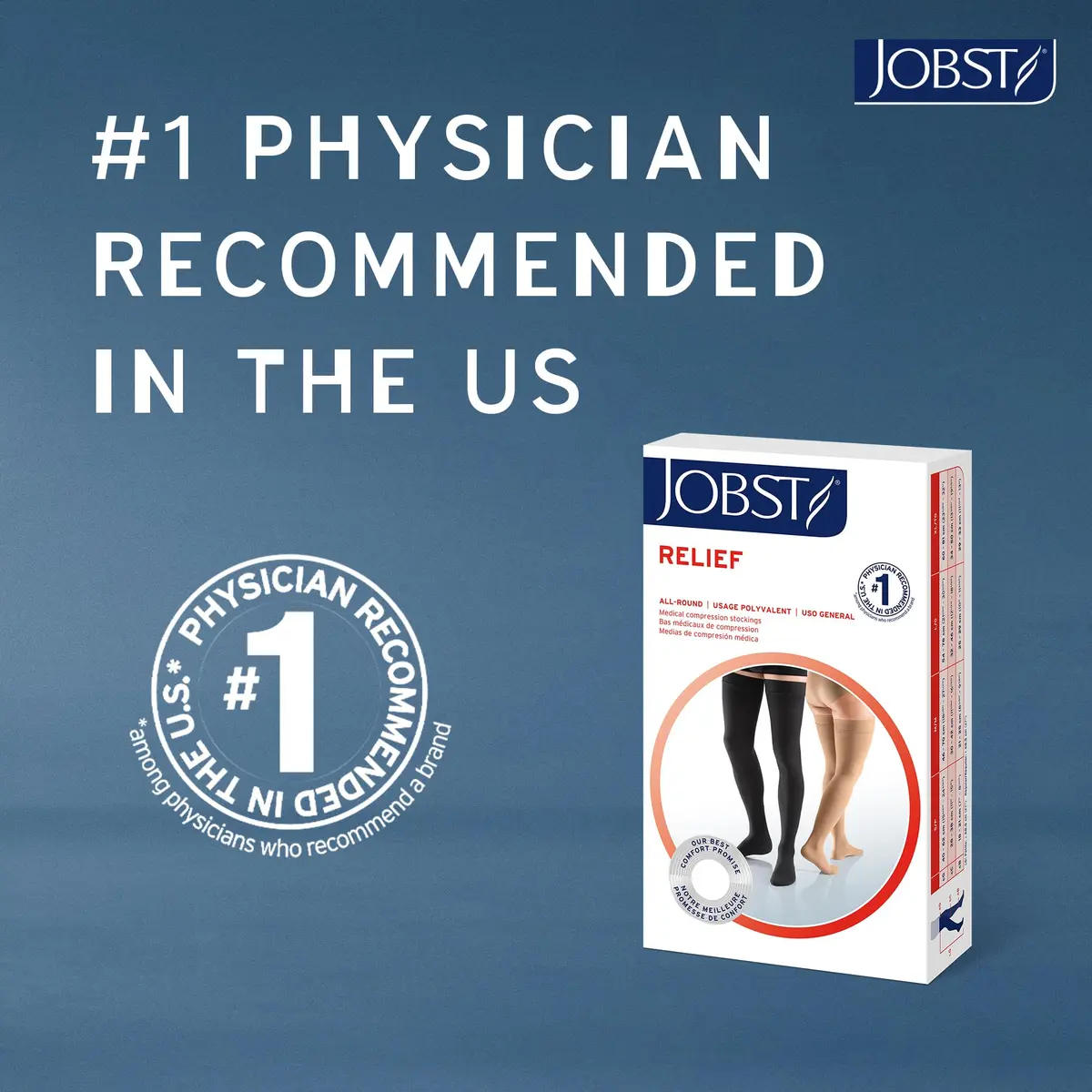 JOBST Relief 20-30mmHg Compression Stockings Waist High Beige Large | Durable, Physician Recommended for Tired Legs - view 3