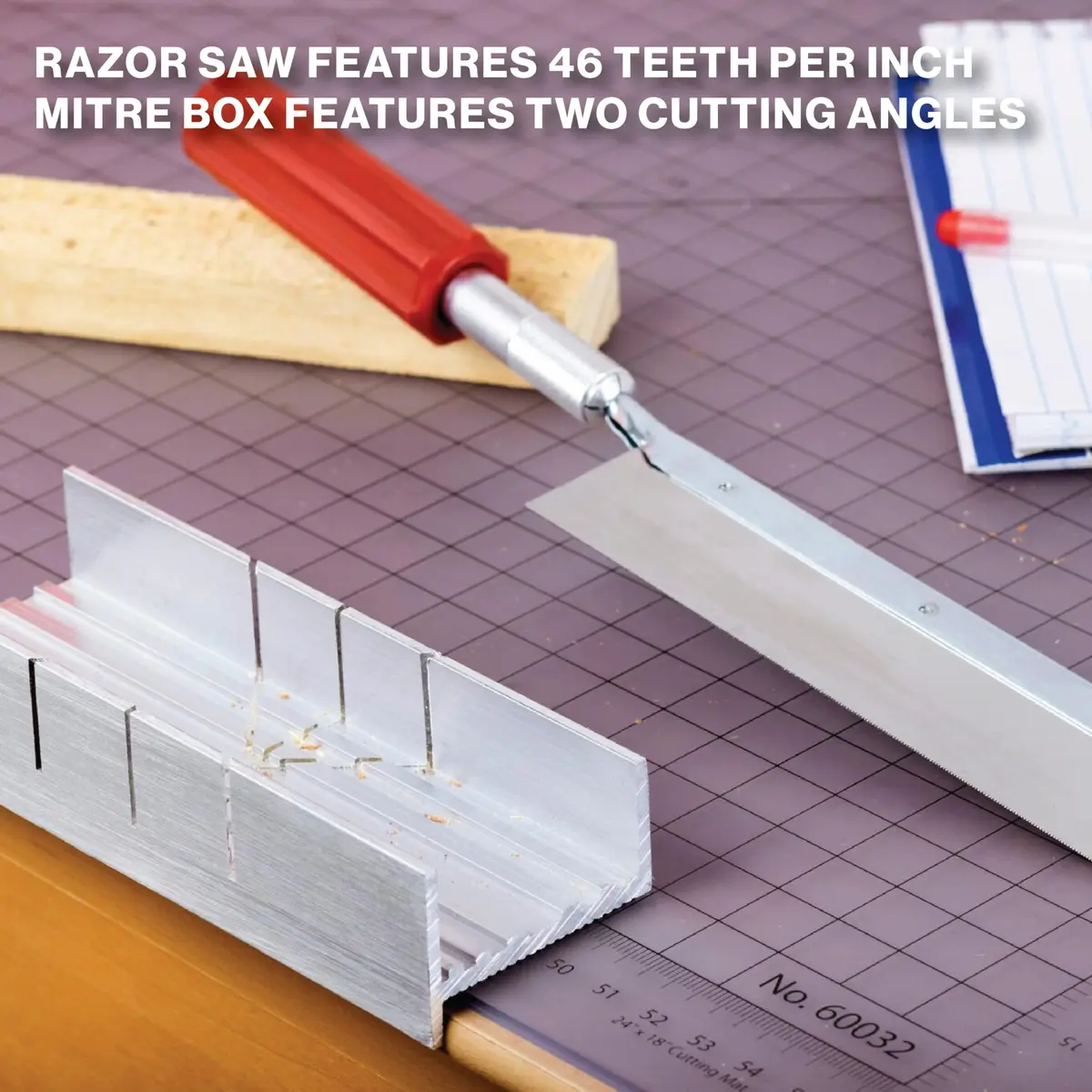 Excel Blades Mini Miter Box & Razor Saw Set 6-Inch Aluminum | Precision Cuts for Wood, Plastic, Soft Metals - view 7