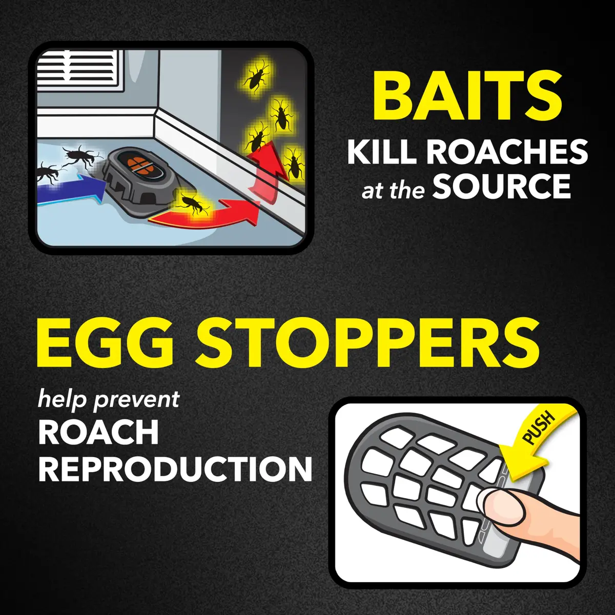 Raid Double Control Small Roach Baits Plus Egg Stopper (12 Count (Pack of 6)) | Breaks Roach Reproduction, Long-Lasting Control - view 3