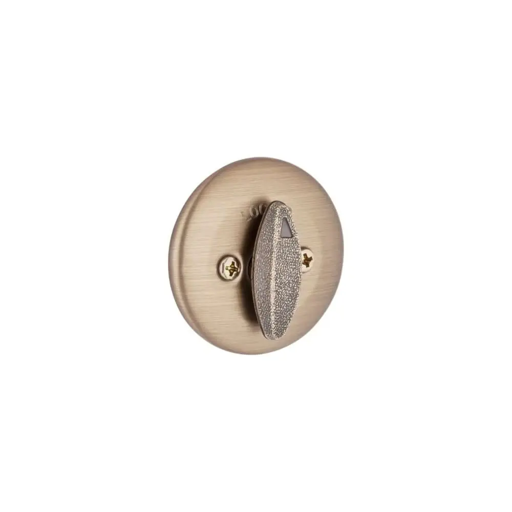 Kwikset Deadbolt Lock Antique Brass Round Exterior Keyed | Pick-Resistant SmartKey Security - view 2