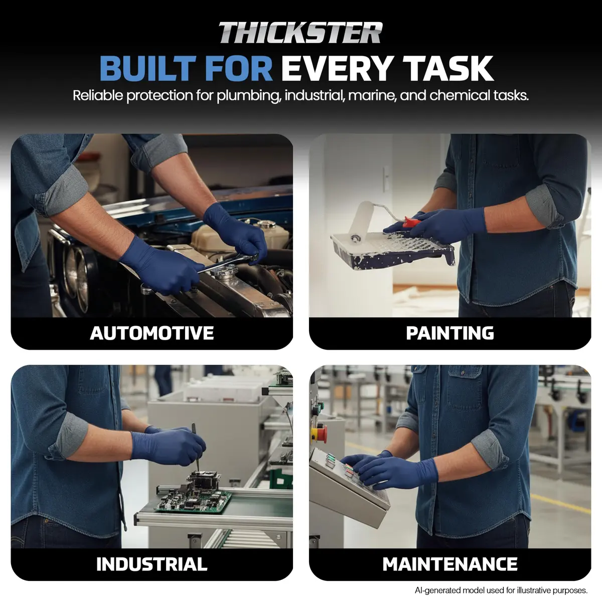 SAS Thickster Powder Free Latex Gloves Extra Large | Exam Grade 14 Mil, 50 Gloves - view 6