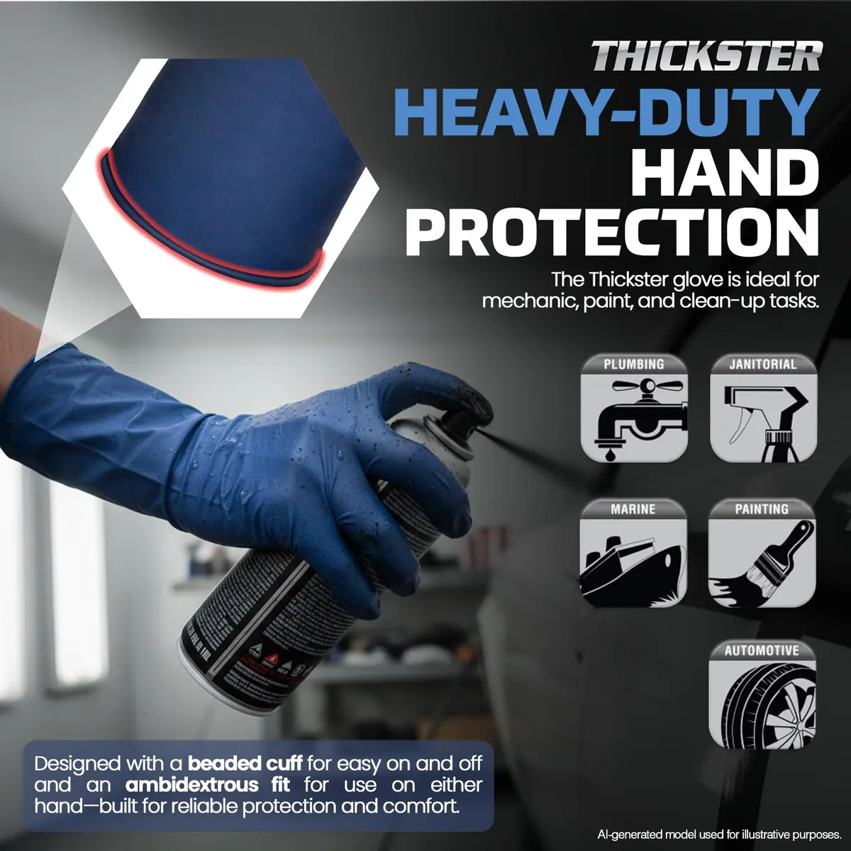 SAS Thickster Powder Free Latex Gloves Extra Large | Exam Grade 14 Mil, 50 Gloves - view 3