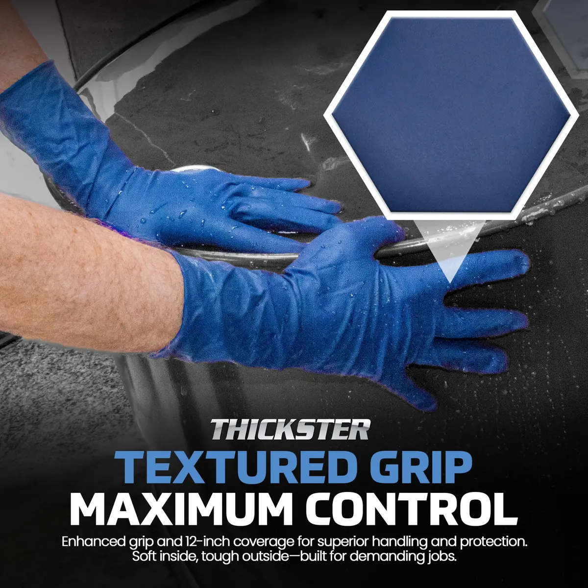 SAS Thickster Powder Free Latex Gloves Extra Large | Exam Grade 14 Mil, 50 Gloves - view 4