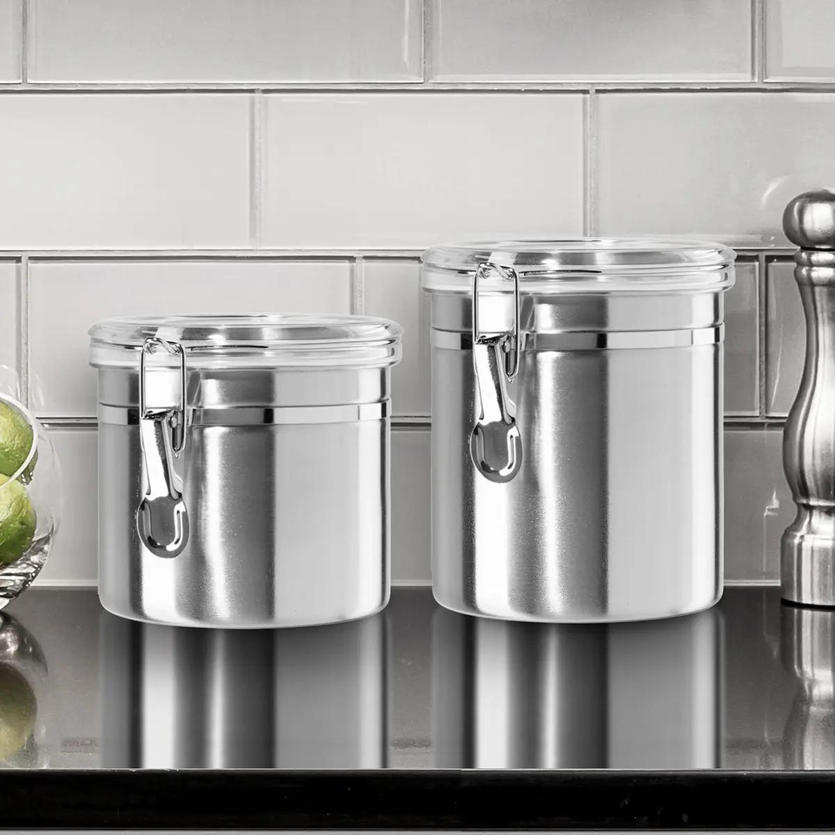 Oggi Stainless Steel Kitchen Canister 26 fl oz | Airtight Food Storage Container with See-Thru Lid - view 2
