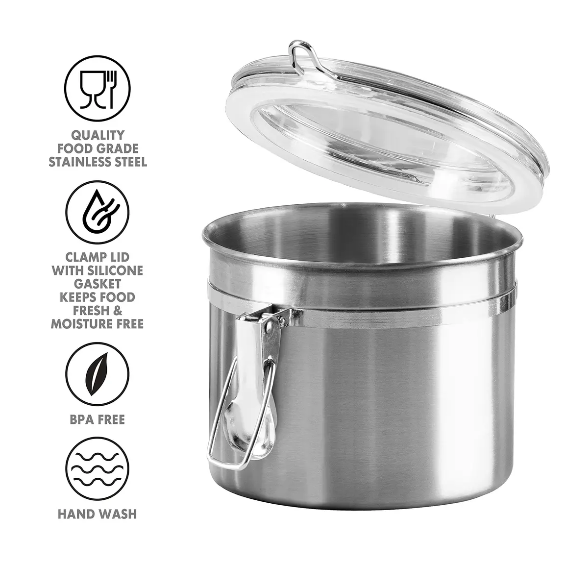 Oggi Stainless Steel Kitchen Canister 26 fl oz | Airtight Food Storage Container with See-Thru Lid - view 3