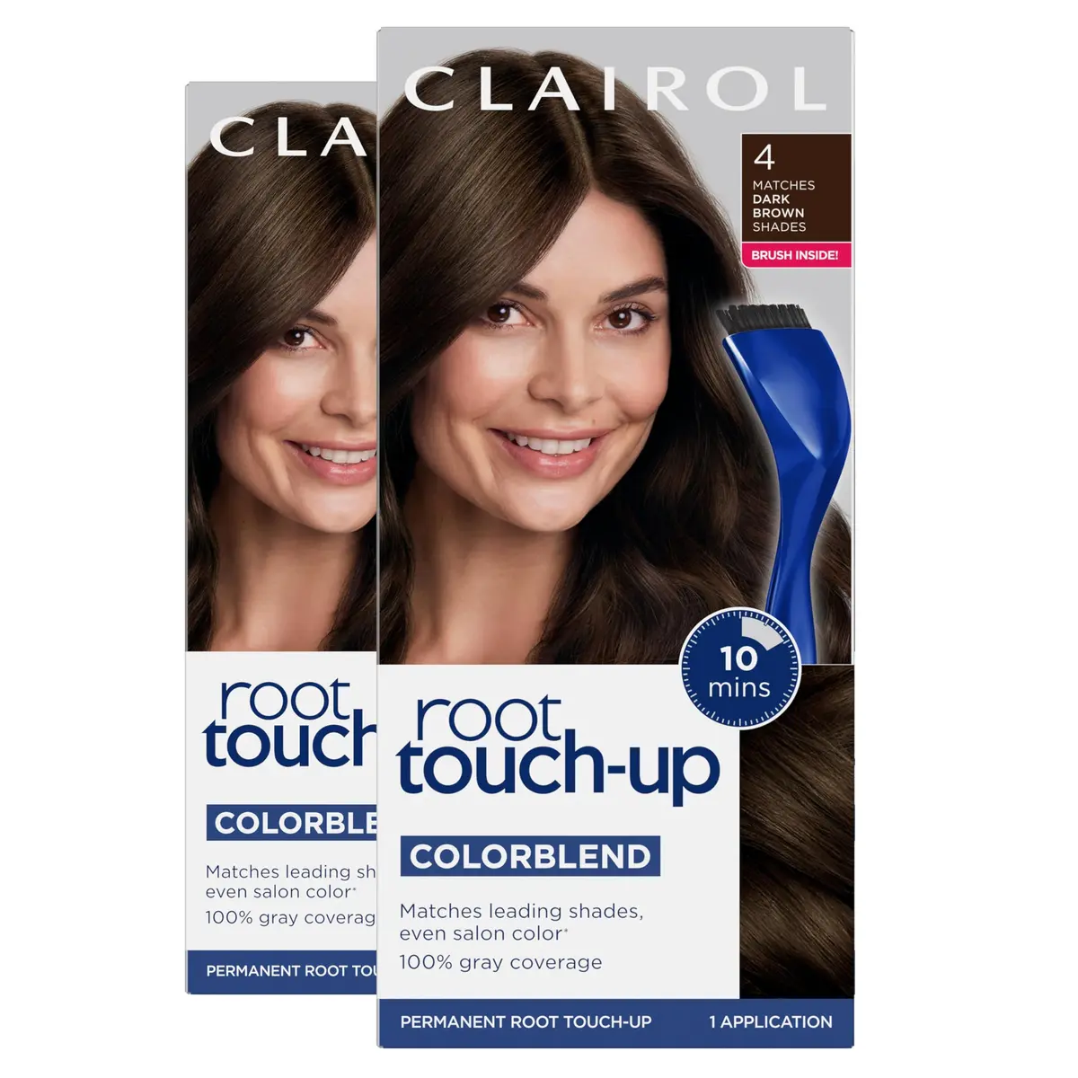 Clairol Root Touch Up Permanent Hair Dye 4 Dark Brown | 2-Pack, Easy 10-Minute Gray Coverage - main product image