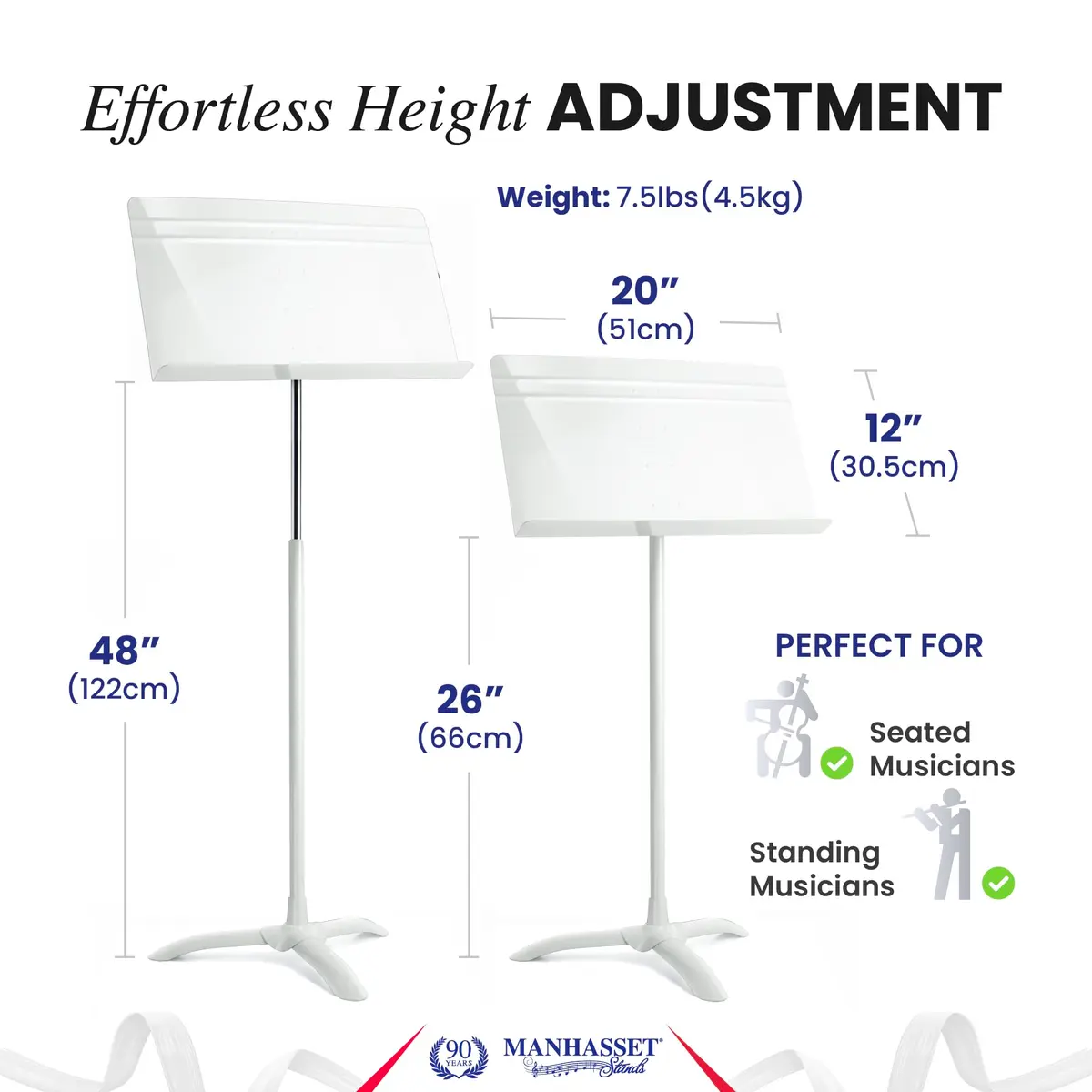 Manhasset Model 48 Symphony Music Stand for Sheet Music | Durable Aluminum, Adjustable Height, Vibrant Colors - view 3