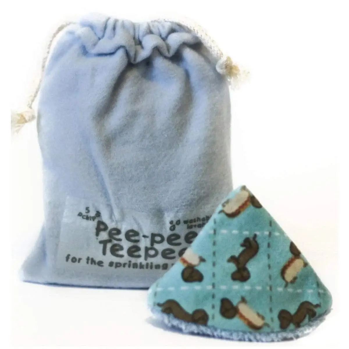 Beba Bean Pee Pee Teepee for Baby Boy - 5 Pack Wiener Dog Pattern | Reusable Cotton Diaper Changing Shields - view 3