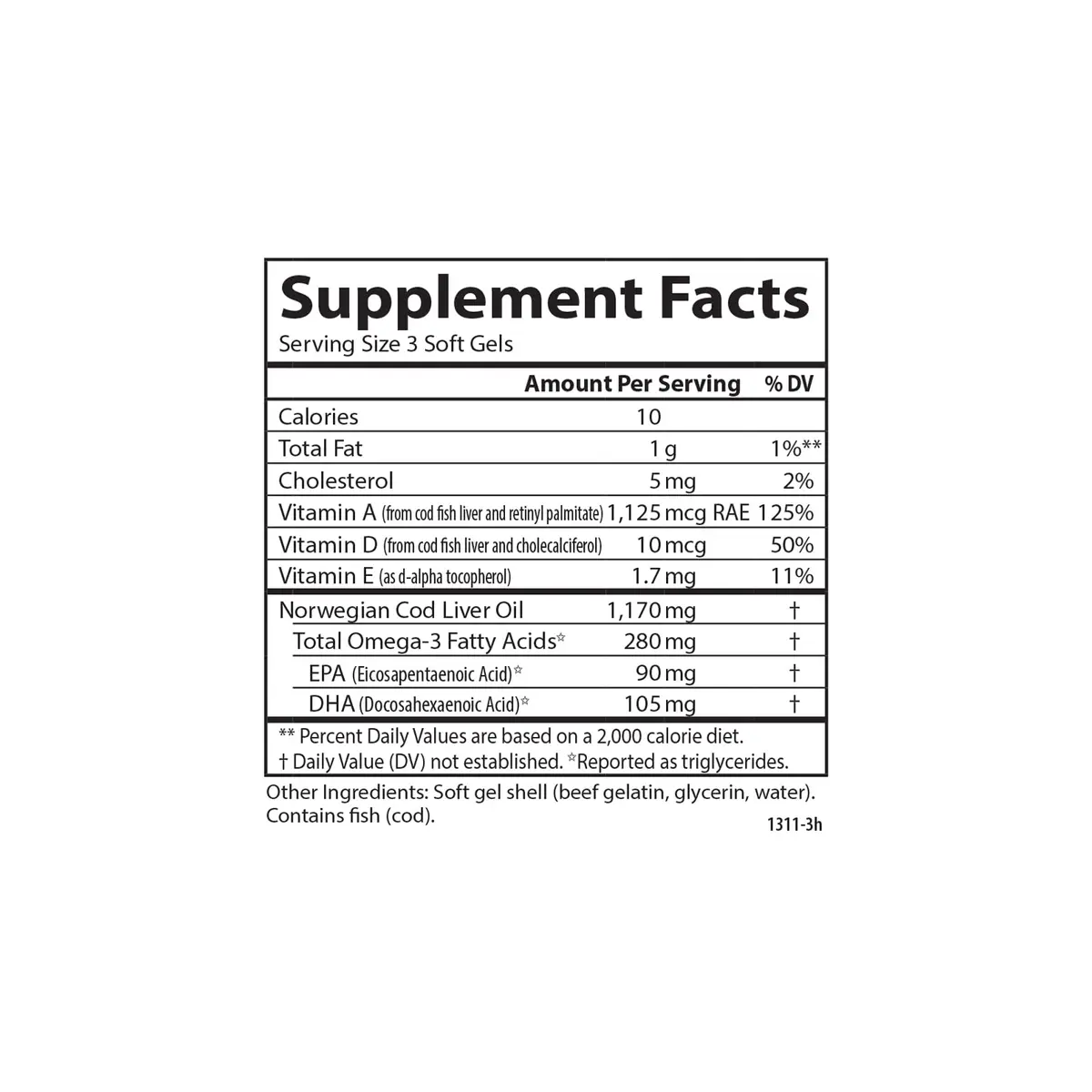 Carlson Cod Liver Oil Minis 280 mg Omega-3s + Vitamins A & D3 | 100 Mini Softgels (300 Soft Gels Total) - view 4