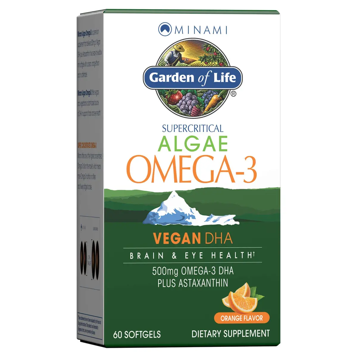 Garden of Life Minami Algae Omega 3 Vegan DHA, Orange, 60 Mini Softgels | Brain & Eye Health Support - main product image