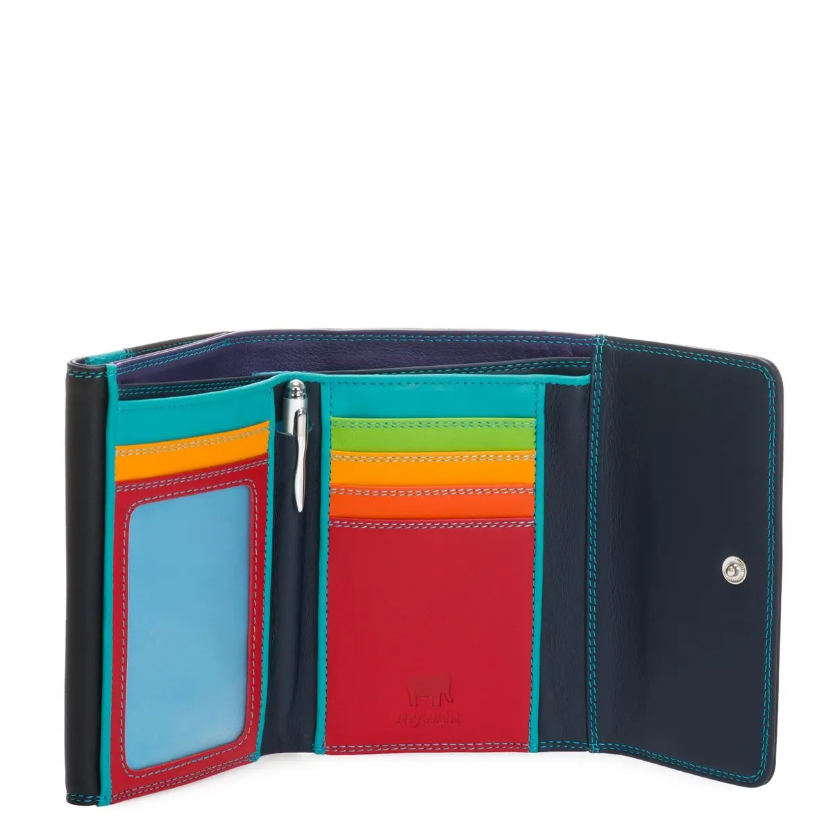 mywalit Double-Flap Wallet Leather Purse | 6 Credit Card Slots | ID Window, Coin Pockets & Pen | Black Pace | Compact & Stylish - view 2