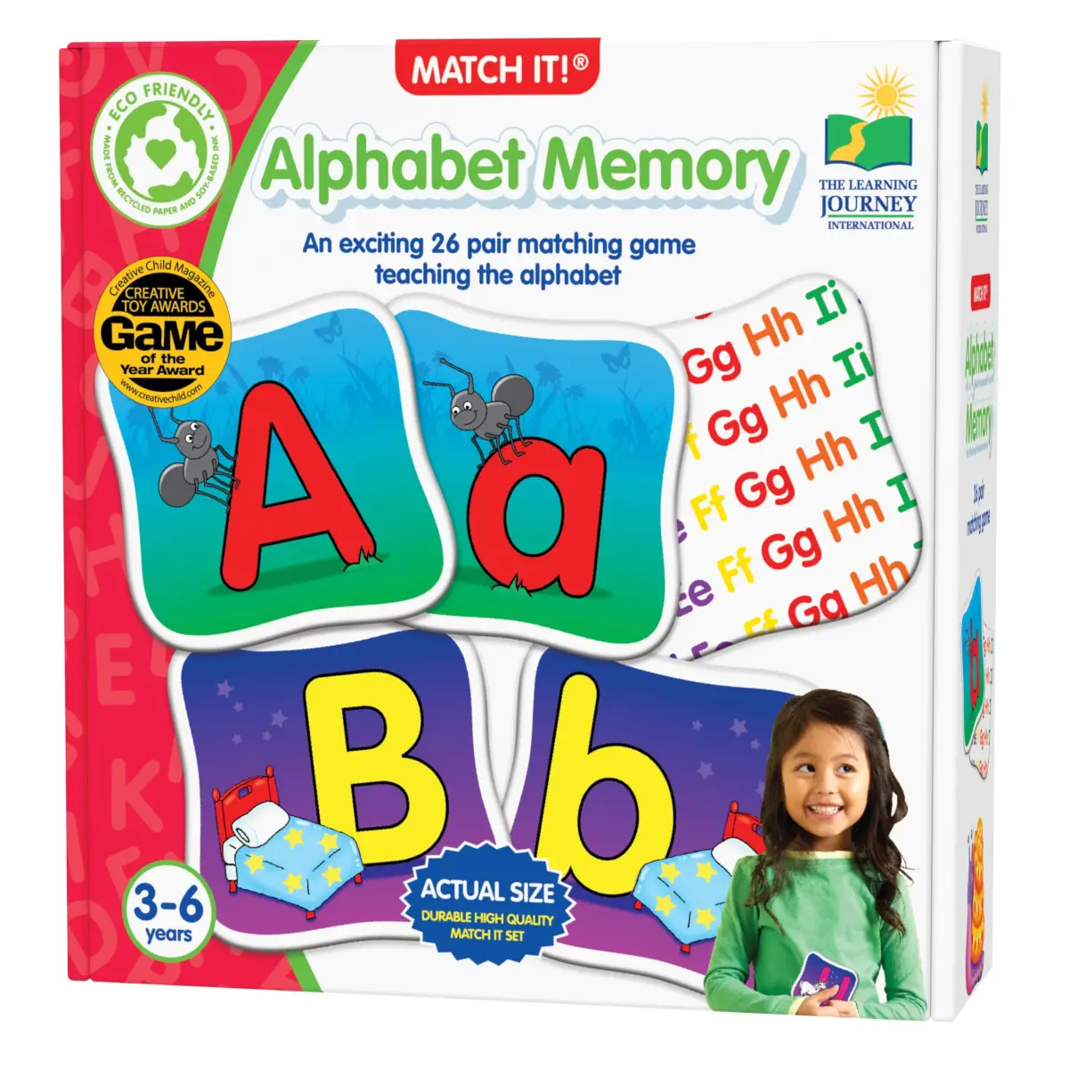 The Learning Journey Match It! Memory Alphabet Capital and Lowercase Letter Matching Game with 26 Matching Pairs | Award Winning Educational Toy for Kids 3+ - main product image