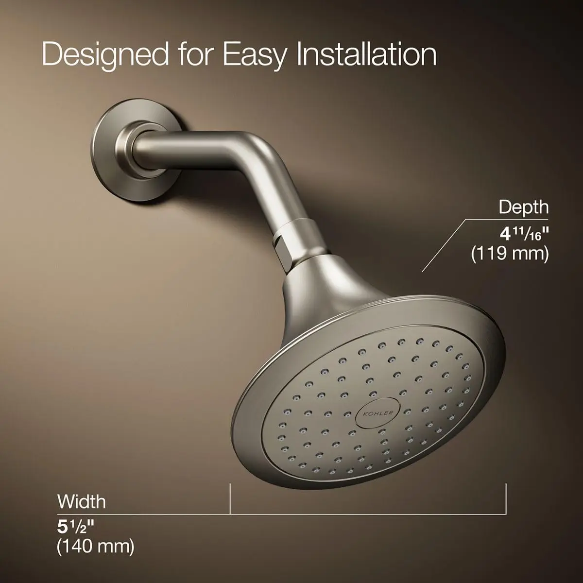 Kohler Forté Single-Function Showerhead 2.5 GPM | Corrosion Resistant Brushed Nickel - view 3