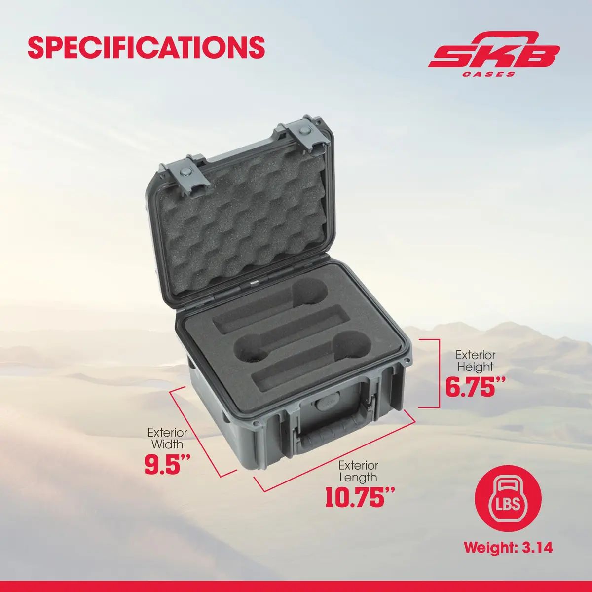 SKB 3I-0907-MC6 Injection-Molded Waterproof Mic Case for Six Microphones - Black | 2.3 kg (3.5 lb) Case - view 3